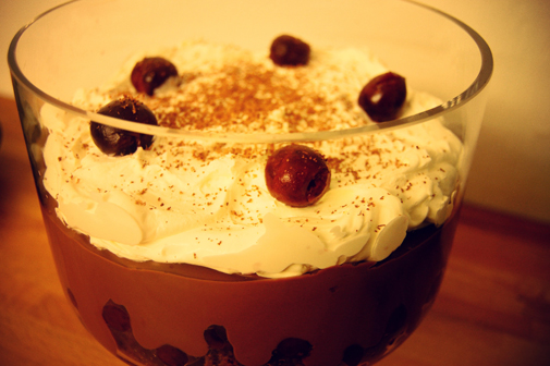 Post image for chocolate and cherry blackforest trifle